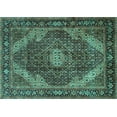 thumbnail image 1 of Ahgly Company Machine Washable Indoor Rectangle Persian Turquoise Blue Traditional Area Rugs, 7' x 9', 1 of 4