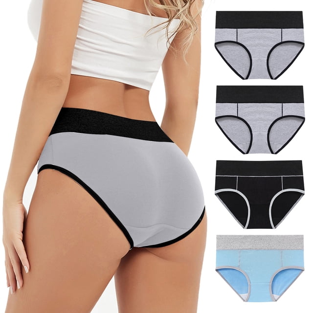 Posijego Women's Briefs Underwear 4 Pack High Waist Breathable Full Coverage Ladies Panties Plus Size