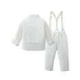 thumbnail image 2 of CARETOO Toddler Boy Clothes Set Wedding Outfit Formal Dress Shirt Bowtie Boutonniere Suspender Pants, 2 of 20