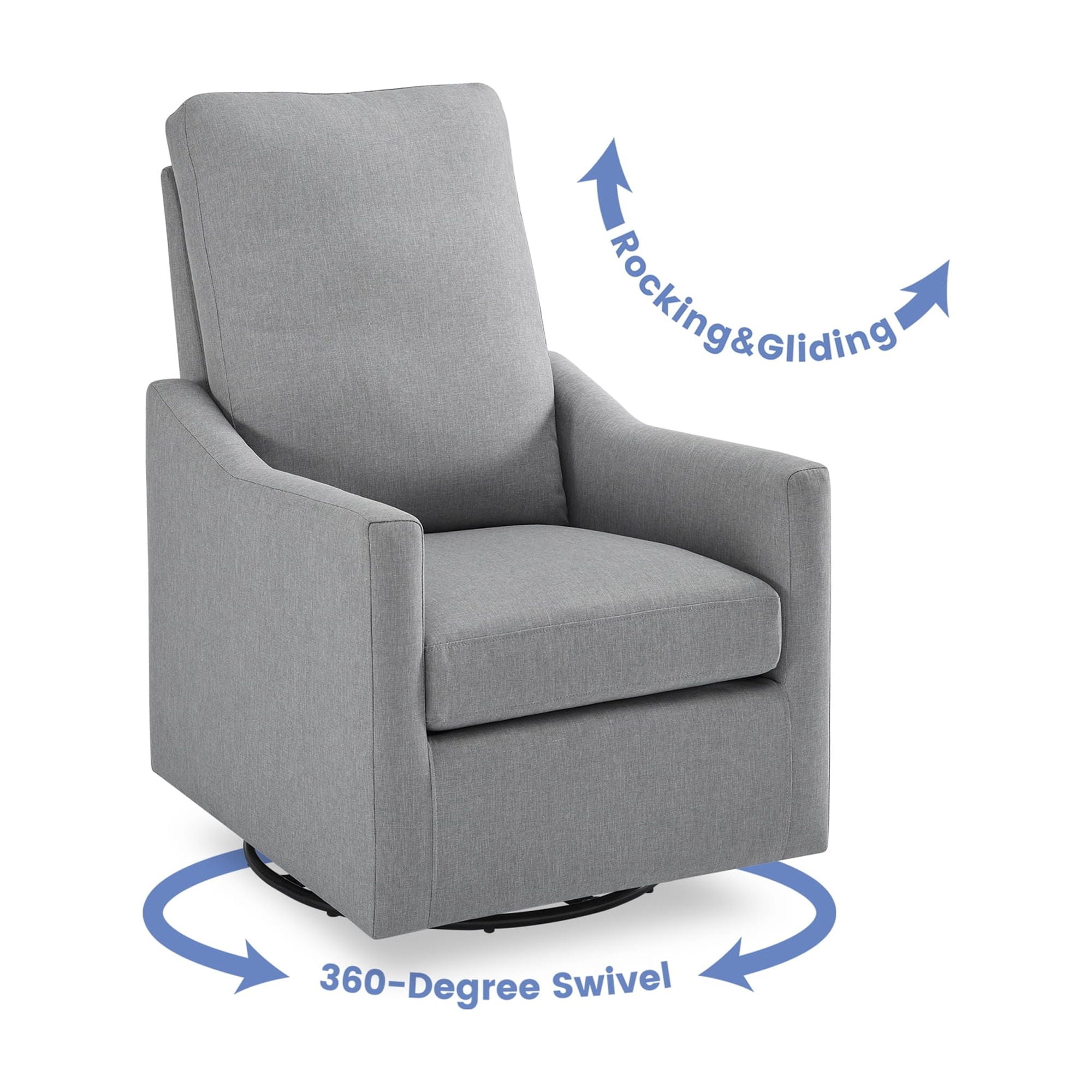 Delta Children Adley Nursery Glider Swivel Chair - Greenguard Gold Certified, French Grey