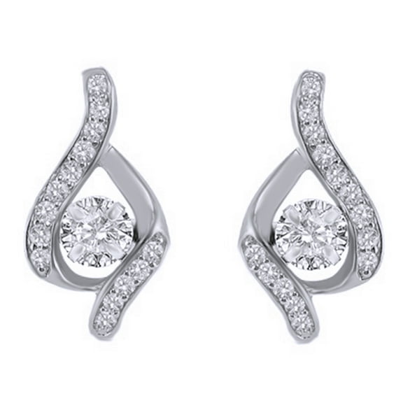 AFFY Natural Diamond Illusion Drop Earrings In 14K Solid White Gold (1/3 Ct)