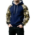 thumbnail image 4 of Pullover Hoodie with Camouflage Print Sleeves Drawstring Hood Front Pouch Pocket Long Sleeve Casual Sweatshirt for Men Women Dark Blue L, 4 of 5