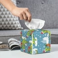 thumbnail image 5 of Goofa Dino Christmas Adventure Snowy Blue Tissue Box Cover PVC Leather Tissue Holder Square Facial Tissue Case Facial Paper Organizer Dispenser for Bathroom, Vanity Countertop, 5 of 8