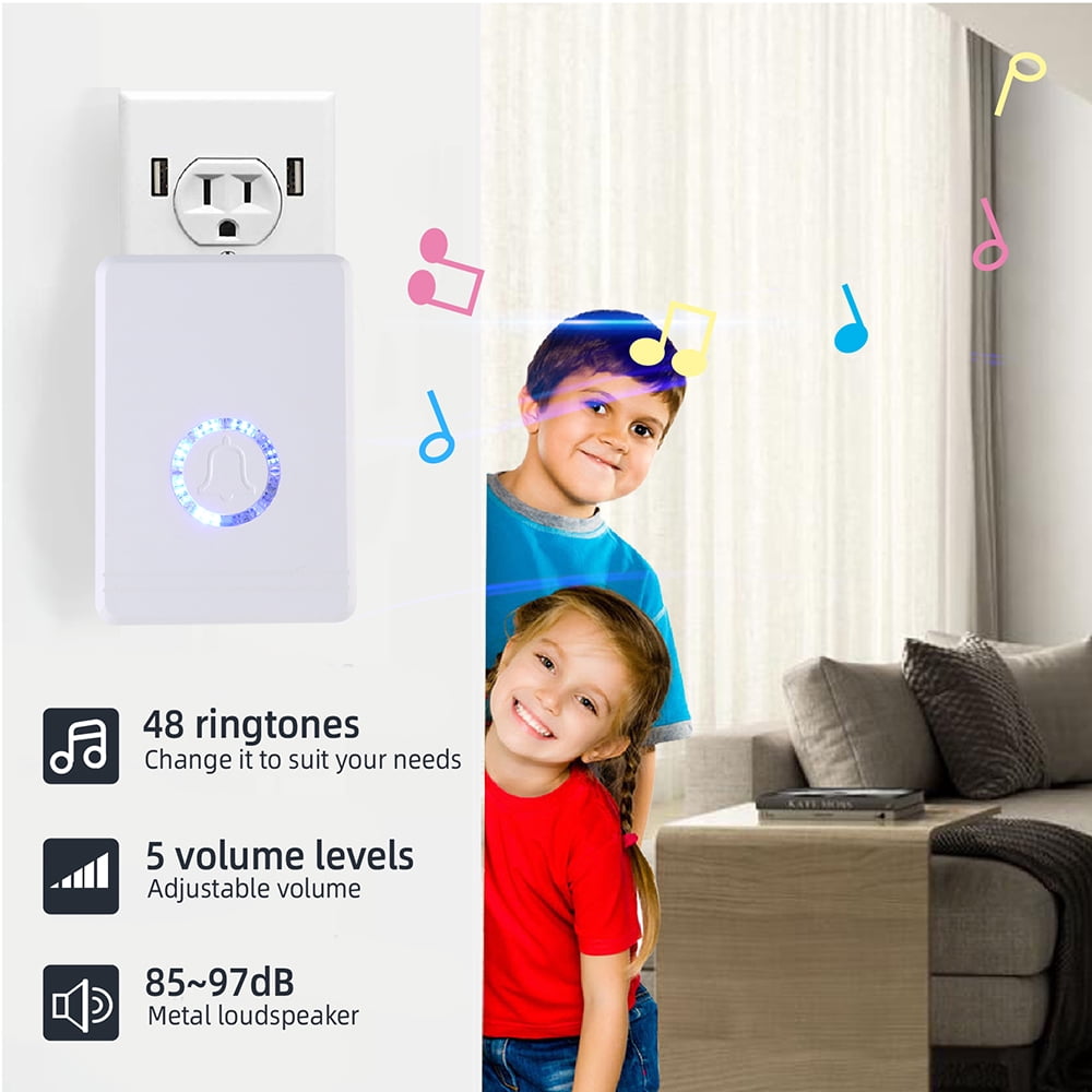 GREENCYCLE Wireless Door Open Sensor Chime, Door Entry Chime with Adjustable Volume, LED Flash, 48 Chimes, Nightlight Function, Magnetic Door Chime for Business Home Office Store, 3 Pack