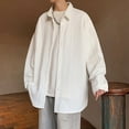 thumbnail image 5 of Aueoeo Men's Oversize Jackets Ribbing Lapel Neck Shirt Casual Fashion Button Up Long Sleeved Shirt White 2X-L, 5 of 7