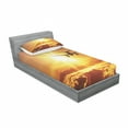 thumbnail image 3 of Scenery Bedding Set with Sheet & Covers, Aeroplane Aircraft Widebody Jet Flying on Air Rising Sun Fluffy Clouds Art, Printed Bedroom Decor 2 Shams, 4 Sizes, Multicolor, by Ambesonne, 3 of 3