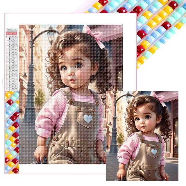 Kit Con Cuentas Cuadradas 5D DIY para Niña Del Arte Artesanal 45x55cm
