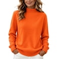 thumbnail image 3 of Women's Mock Neck Sweatshirt Sweater Long Sleeve Loose Comfy Soft Knit Pullover Casual Basic Tops, 3 of 7