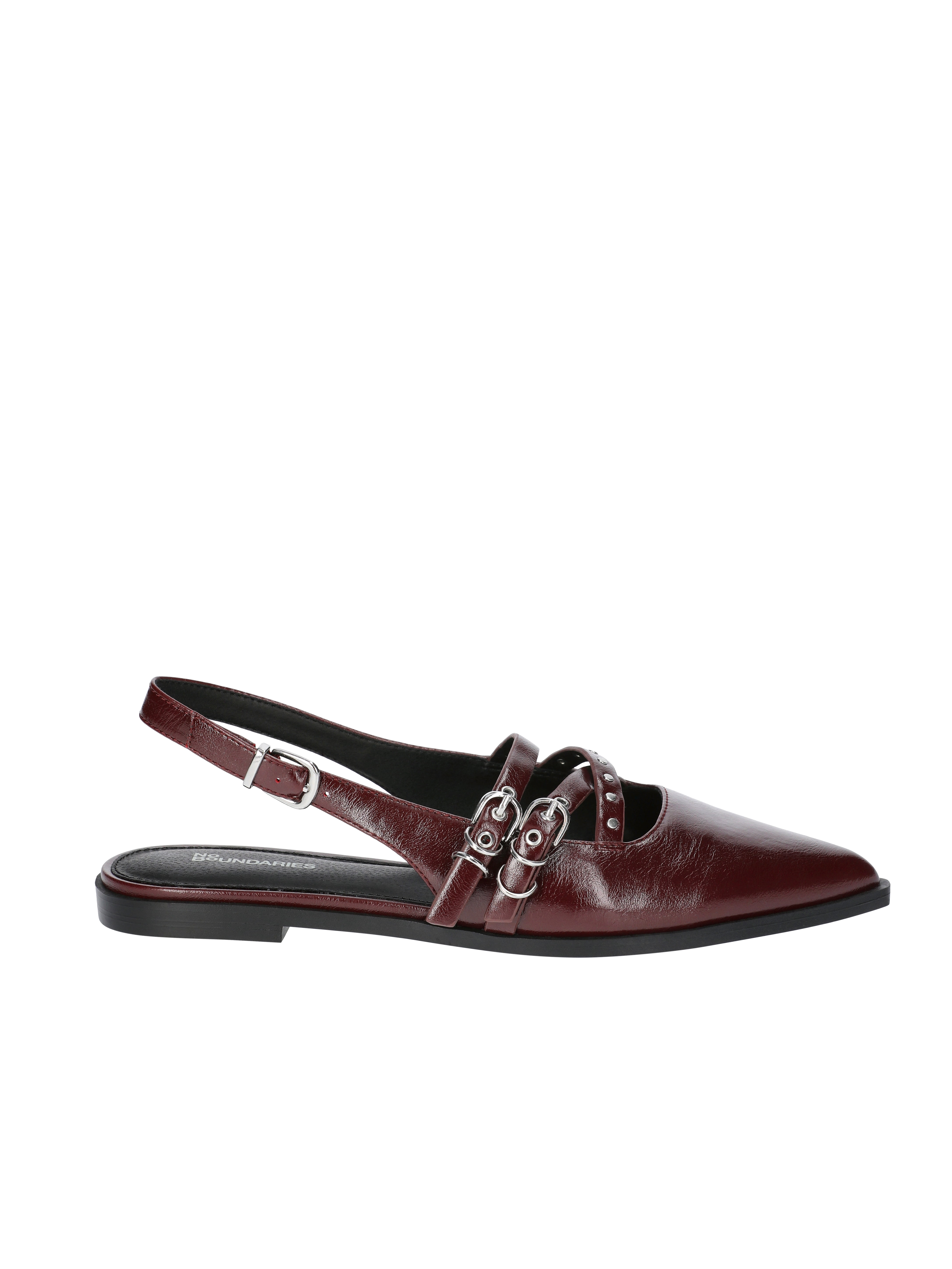 No Boundaries Women's Faux Leather Strappy Moto Flats