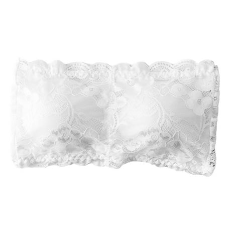 Womens Bra Lace Bralet Bra Bustier Back Closure Bandeau Crop Top Padded Bra Bralette Strapless Tube Top Lingerie white