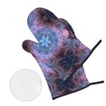 thumbnail image 2 of PUREYAH Oven Mitts And Pot Holders Sets, Kitchen Sacred Geometry Almond Oven Gloves Hot Pads Heat Resistant 4 Pieces, 2 of 6