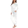 thumbnail image 2 of Renewold White Marble Print Shirts Women's Lightweight Thermal Loungewear Set Long Sleeve Crew Neck Pajama Lingerie Indoor Home Nightwear Size 4XL, 2 of 4