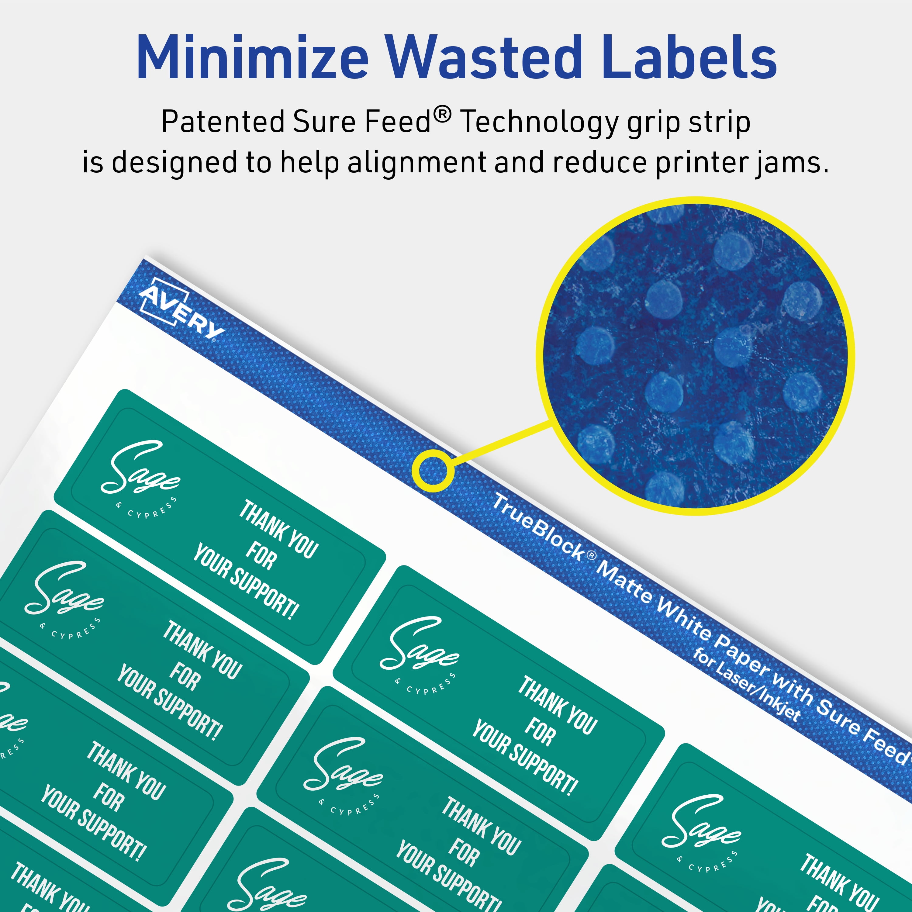 Avery TrueBlock Rectangle Labels, 2/3" x 1-3/4", 2,200ct