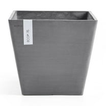 Ecopots Rotterdam Durable Modern Square Indoor/Outdoor Recycled Based Composite Flower Planter, Grey, 8"