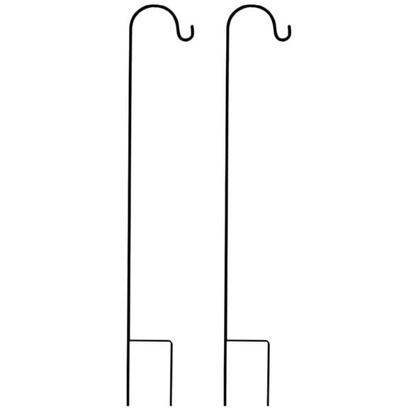 2X Shepherd Hooks Rust Resistant Garden Stake Outdoor Metal Plant Stand Hanger Bird Feeder Pole 80.5X10X1cm,2 x Shepherd Crook Hooks,Black