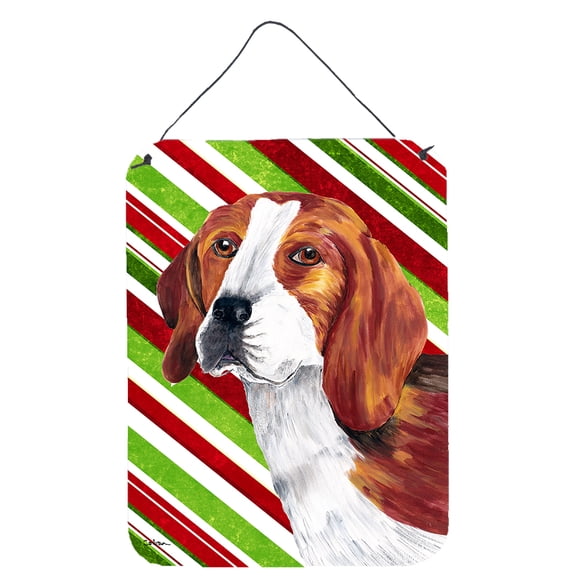 Beagle Candy Cane Holiday Christmas Wall or Door Hanging Prints