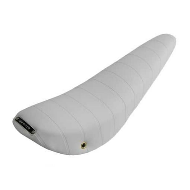 20" Banana Saddle Vinyl All White. Bike part, bicycle part, lowrider