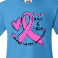 thumbnail image 4 of Inktastic Love, Care, Cure Breast Cancer Awareness Pink Ribbon Youth T-Shirt, 4 of 5