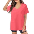 thumbnail image 1 of Fiudx Liquidación de Ahorros de Verano Blusa de Manga Corta con Cuello En V para Mujer, Uniforme de Trabajo, Blusa con Bolsillo Sólido, 1 of 4