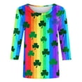 thumbnail image 6 of Puyaiuu St Patricks Day Shirt Women Plus Size Funny 3/4 Sleeve Tops for Women Cute Saints Tops Shamrock Shirts Fortunate Irish Shamrocks Outfit Blouses Gift, 6 of 6
