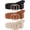 A-3 Pack(black+brown+beige), variant on 4 Pack Women Leather Belts Faux Leather Jeans Belt with Double O Ring Buckle
