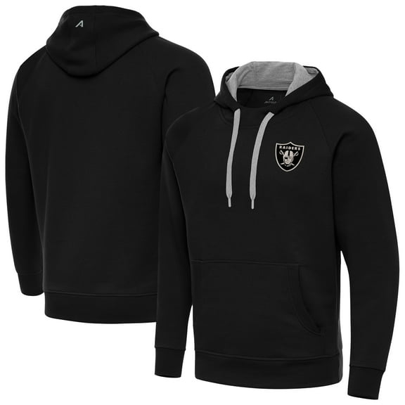 Men's Antigua Black Las Vegas Raiders Brushed Carbon Victory Pullover Hoodie