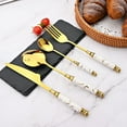 24pcs Gold Silverware Set With Creative Imitation Ceramics Handle.Gold