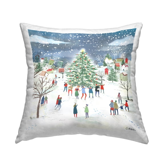 Stupell Industries Festive Town Holiday Snow Scene Printed Throw Pillow Design by Clair Rossiter