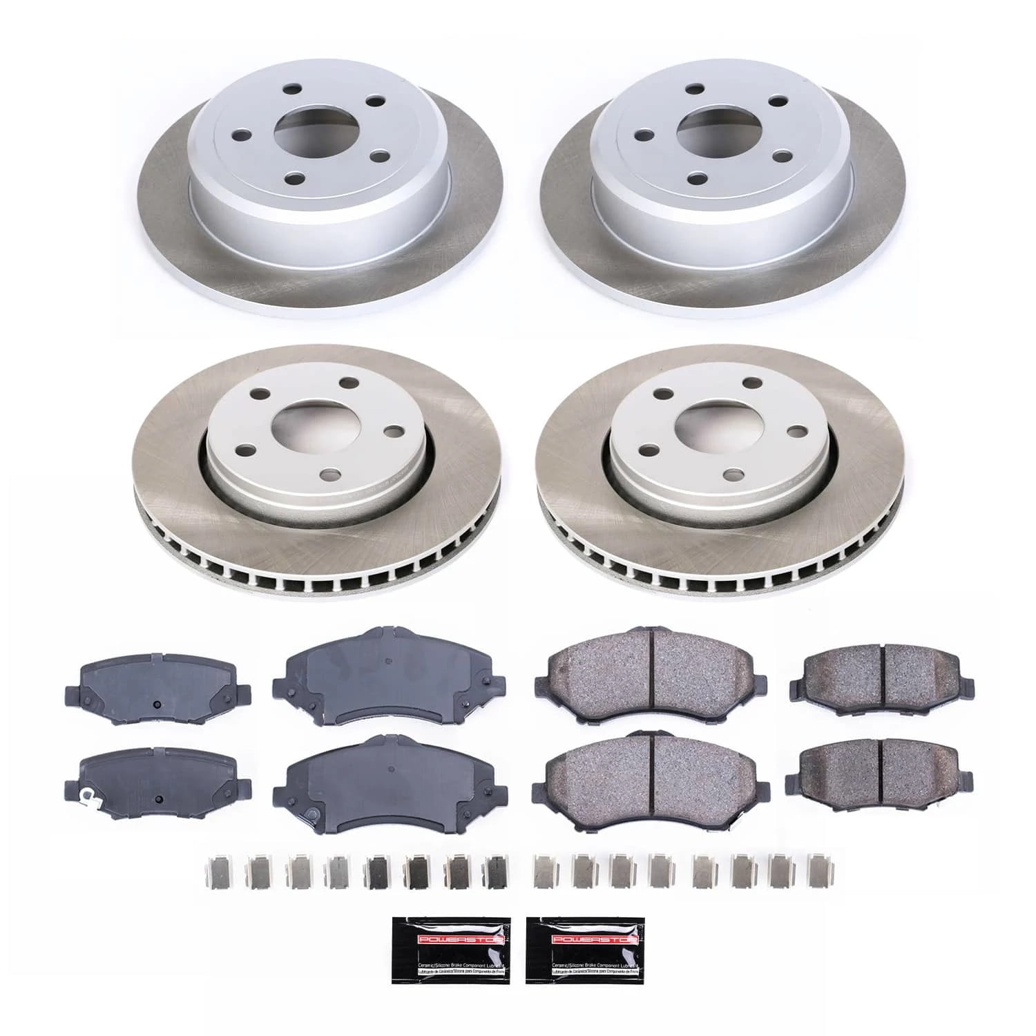 PowerStop Front and Rear Semi-Coated Rotor and Low-Dust Ceramic Brake Pad Kit SC2798