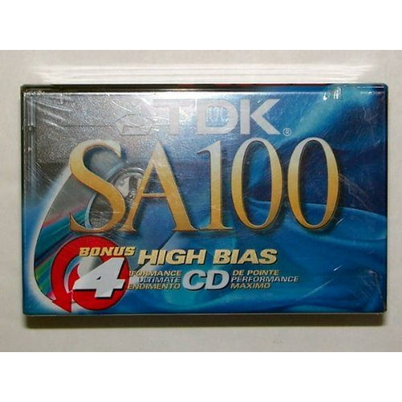 TDK SA100-4 Cassette Audio Vierge de 100 Minutes à Biais Élevé (4 Paquets)