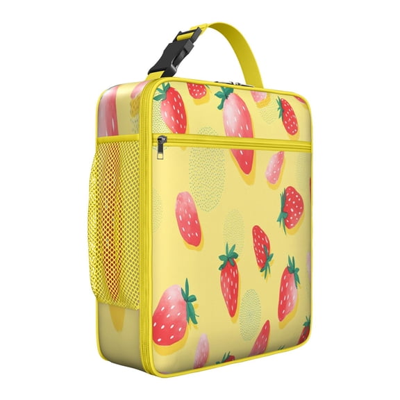 Small Insulated Lunch Bag with Handle, Lunch Box Tote for Women Men Keeps Food Hot/Cold Lunch Tote for Work Picnic Camping Strawberry