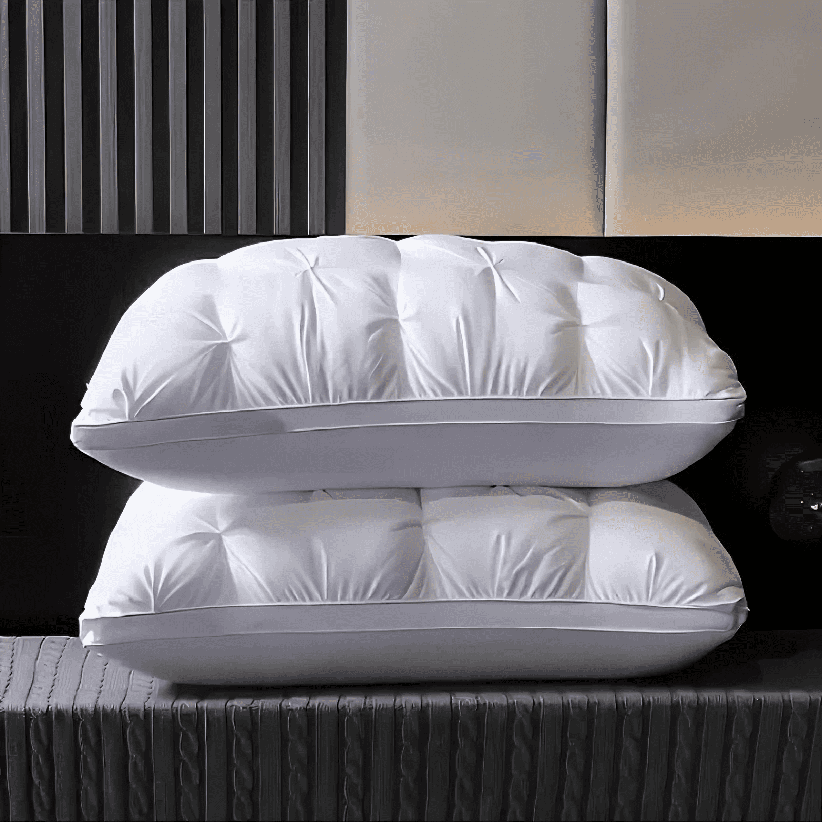 Kaqinu Queen Size Bed Pillows Set of 2, Hotel Quality, Down Alternative Gusseted Bed Pillows for Side, Back, or Stomach Sleepers, White