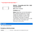 thumbnail image 2 of Radiator - Compatible with 1994 - 2000 Chevy K3500 1995 1996 1997 1998 1999, 2 of 2