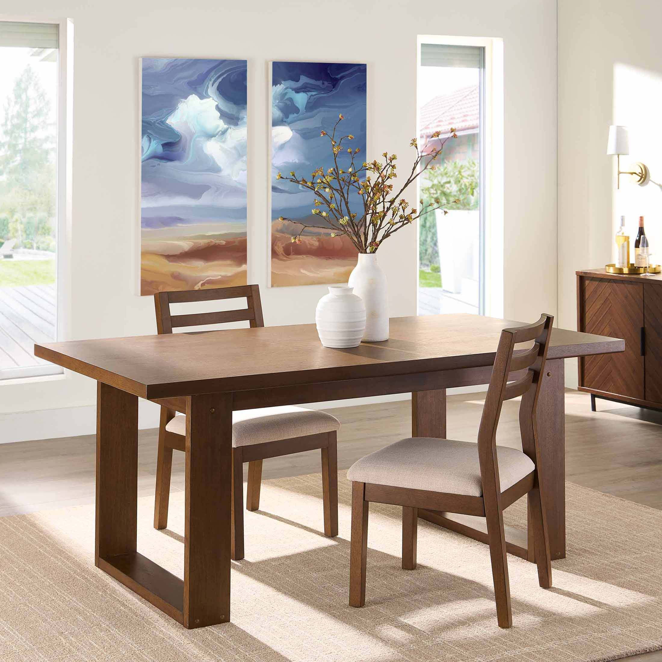 Better Homes & Gardens Ezra Dining Chair, Walnut and Cream, Set of 2
