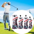 thumbnail image 1 of 4 piezas de madera de Golf Headcover Golf Drivers Head Cover Protector Golf Club Head Cover Impresión digital Cola Casco de palo de golf, 1 of 8