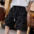 thumbnail image 2 of Boys Black Cargo Shorts Stretch Lightweight with Adjustable Drawstring & Zipper Pockets, Durable Active Casual Shorts for Boys 5-15 Years,Size 12-13 T, 2 of 6