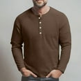thumbnail image 4 of Dwelliawo Long Sleeve Shirts for Men Waffle Henley Stylish Fashion Shirts Long Sleeve Button Winter T-Shirt Casual Lightweight Pullover Tees Coffee L, 4 of 8