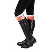 NYFASHION101® Soft Cotton Lace Boot Cuff Billy w/Button Accent - Coral