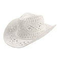 thumbnail image 2 of Cowboy Hat Classic Vintage Hollow Out Unisex Curled Edge Wide Brim Men Sun Hat Fishing Hat, 2 of 8