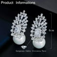 thumbnail image 6 of Silver Plated Blue Luxury Cubic Zircon Women Round Drop Pearl Earrings for Women, 6 of 9