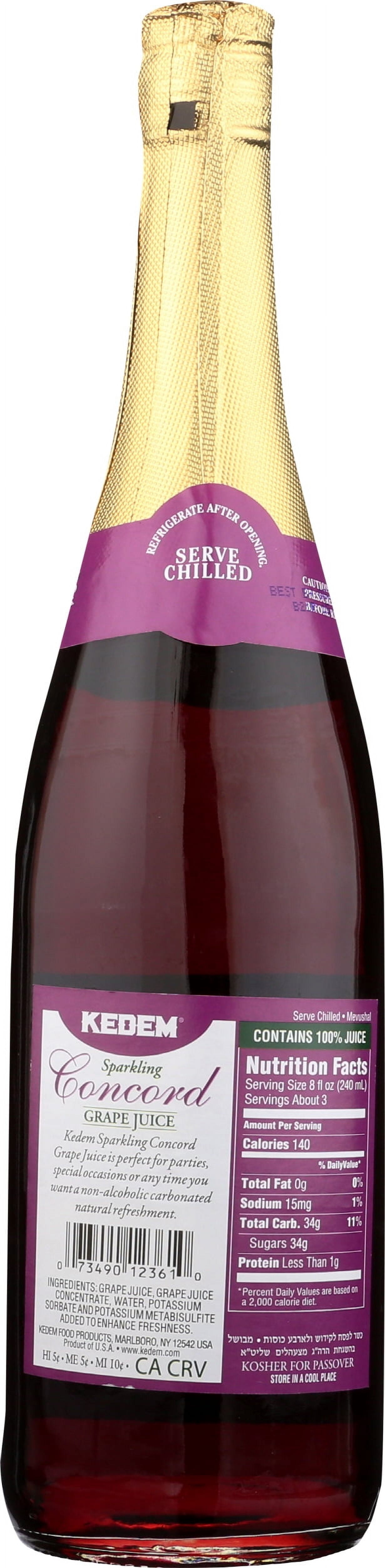 Pack of 12, Kedem Sparkling Concord Grape Juice, 25.4 fl oz