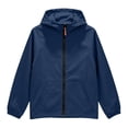 thumbnail image 5 of Boys Solid Color Long Sleeve Hooded Jacket Waterproof Zip-Up Coat with Pockets for Outdoor, 5 of 9