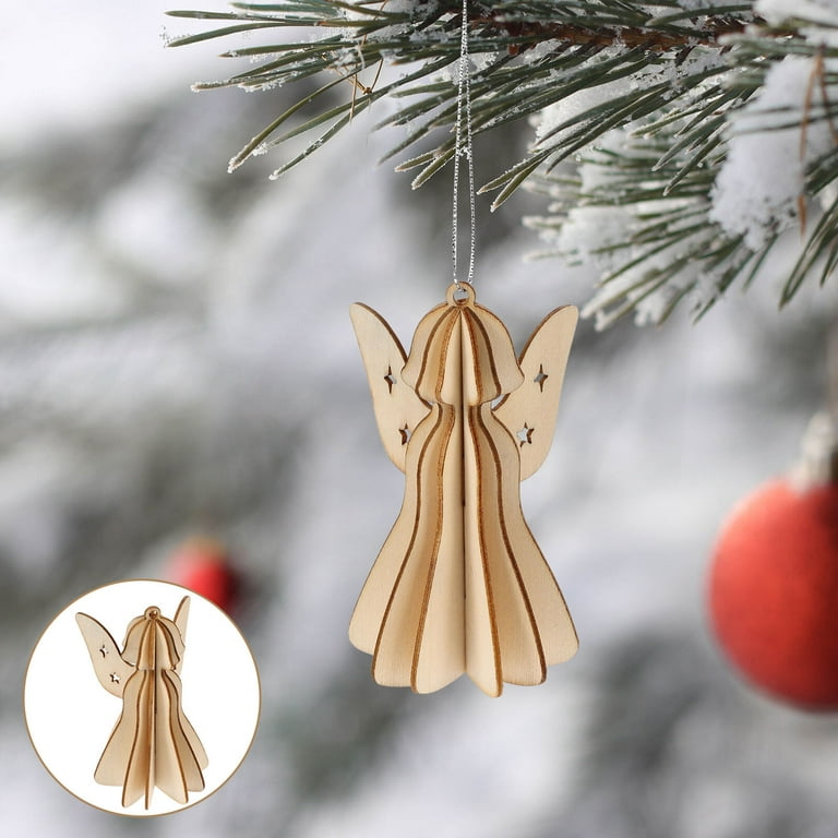  200 Pcs Unfinished Wooden Snowflake Ornament DIY Wood