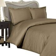 Egyptian Bedding Luxurious 600 Thread-Count, Queen Pillow Cases, Taupe Stripe, Set of 2