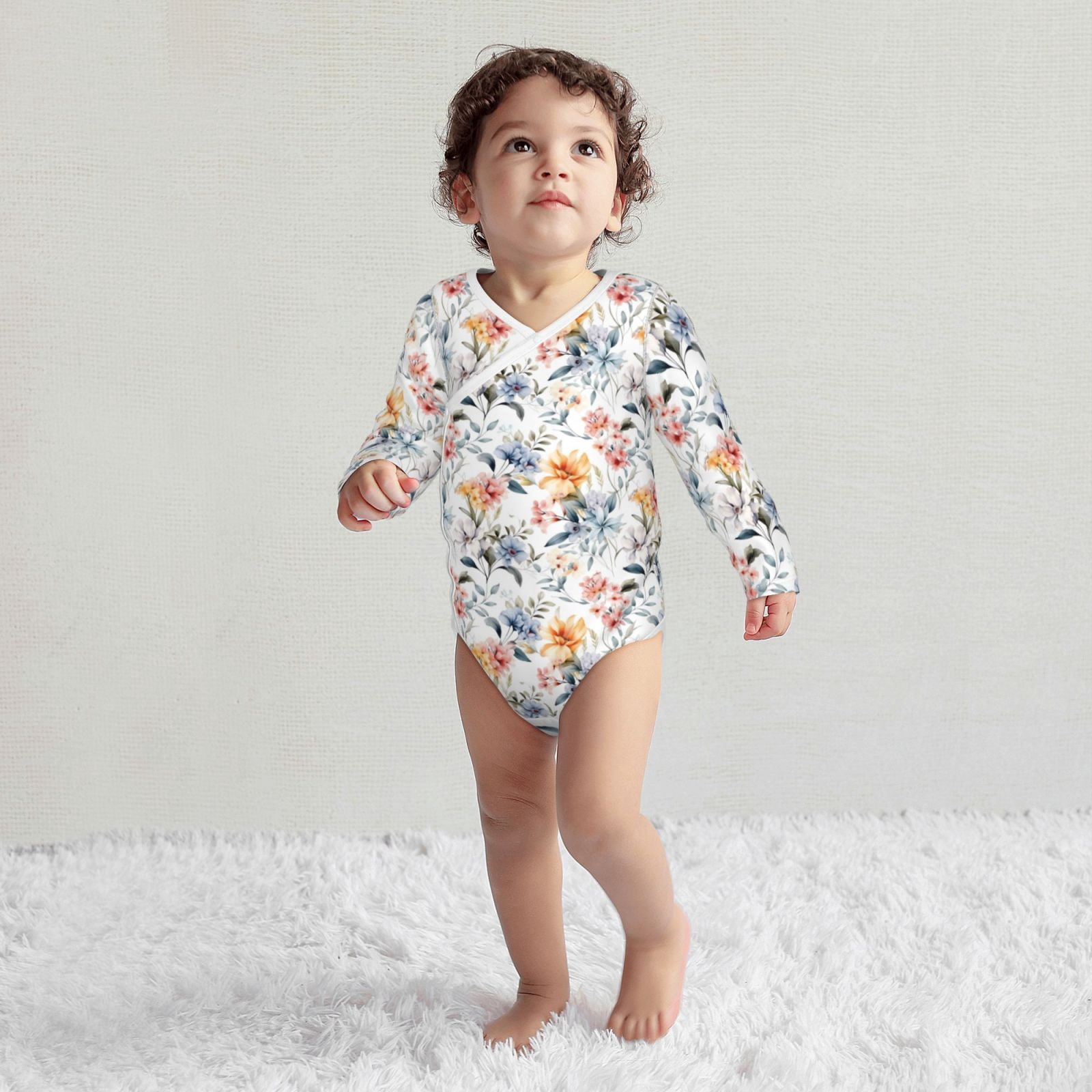 Xecao Lilies Flowers Print Baby unisex-baby Cotton Long-sleeve Bodysuits-18 Months