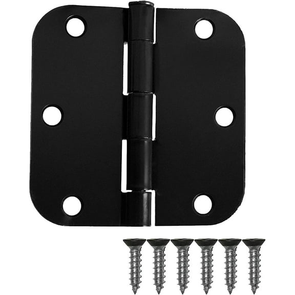 Ilyapa 3 Pack Black Door Hinges for Doors, 3.5 x 3.5 Inch Interior Door Hinges, Matte Black Hinges for Doors 3 1/2 Inches, with 5/8 Inch Radius Corners