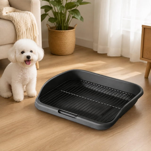 Bandeja para orinar para perros, soporte para orinar, protege los pisos, inodoro para mascotas, arenero para perros, almohadilla de entrenamiento para Negro