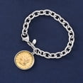 thumbnail image 6 of Ross-Simons Italian Genuine 20-Lira Coin Charm Bracelet in Sterling Silver, Women's, Adult, 6 of 7