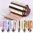 thumbnail image 2 of 10 Rolls Metallic Color Holographic Nail Foil Transfer Sticker Roll Set, Mix-Pattern Nail Art Stickers, Wraps Decals Starry Sky Manicure Kit,Gold, Silver, Rose Gold (1.03inchs39.37inchs), 2 of 7