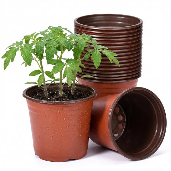 Minzimin 4”/6“ Nursery Pots 10/20 Pcs Plastic Small Plant Pots with Drainage Holes, Flexible Seed Starter Pots for Seedlings, Cuttings & Transplanting, Reusable Flower Pots for Indoor Outdoor Plants,